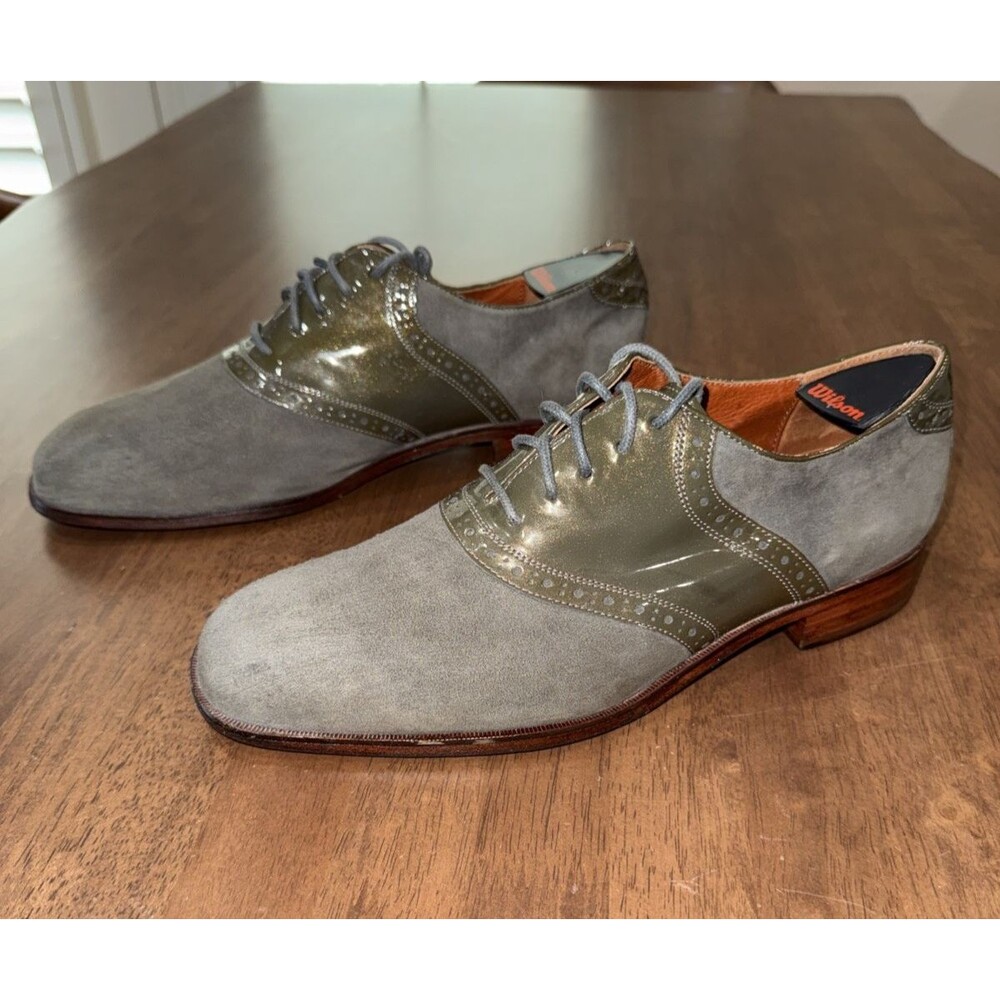 Florsheim by Duckie Brown Olive Suede & Patent Cap Toe OxfordsMen's Size 10.5D